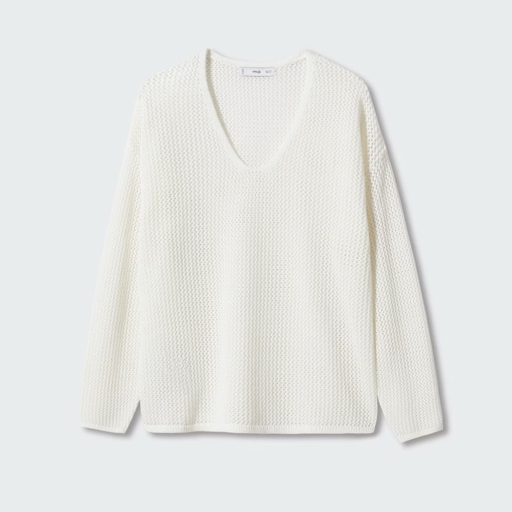 Mango 100% Cotton V-Neck Sweater